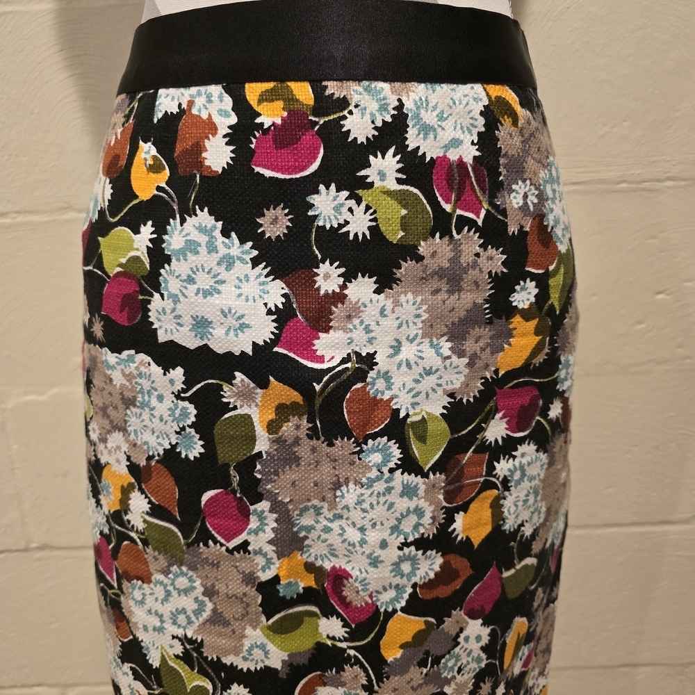 Anthropologie GIRLS FROM SAVOY Midi Pencil Skirt Floral Linen Blend Size 2. - Picture 3 of 13